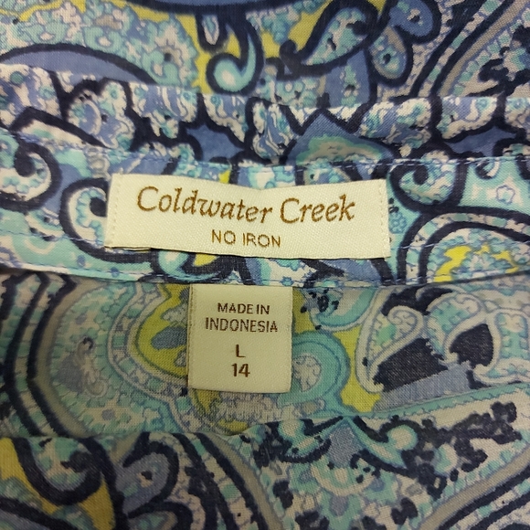 Coldwater Creek Paisley Button Down Blouse Paisley Large - Picture 2 of 4